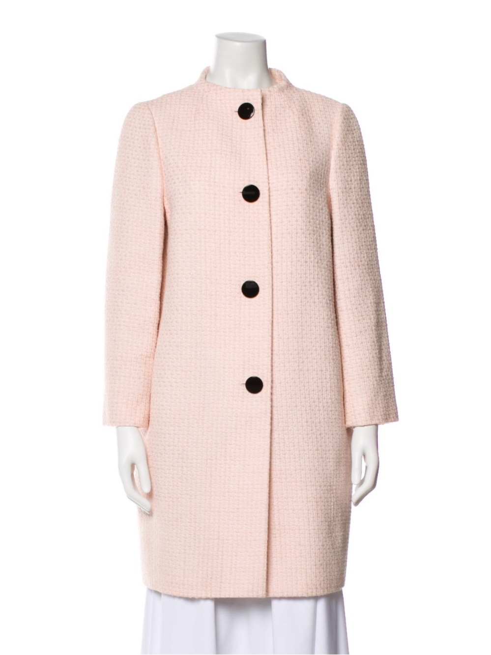 kate spade Pale Pink tweed Pea Coat with Black Buttons